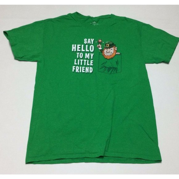 St Patrick's Day Mens T-shirt Size M 38 40 Green Leprechaun Graphic Tee - Picture 1 of 4